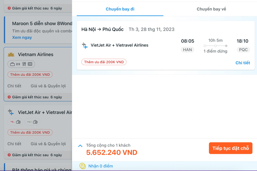 Khách Việt "sốc" với giá vé chặng Hà Nội-Phú Quốc gần 9 triệu đồng - 1