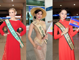  - Loạt thí sinh Miss Earth 2023 diện áo dài khi đến Việt Nam