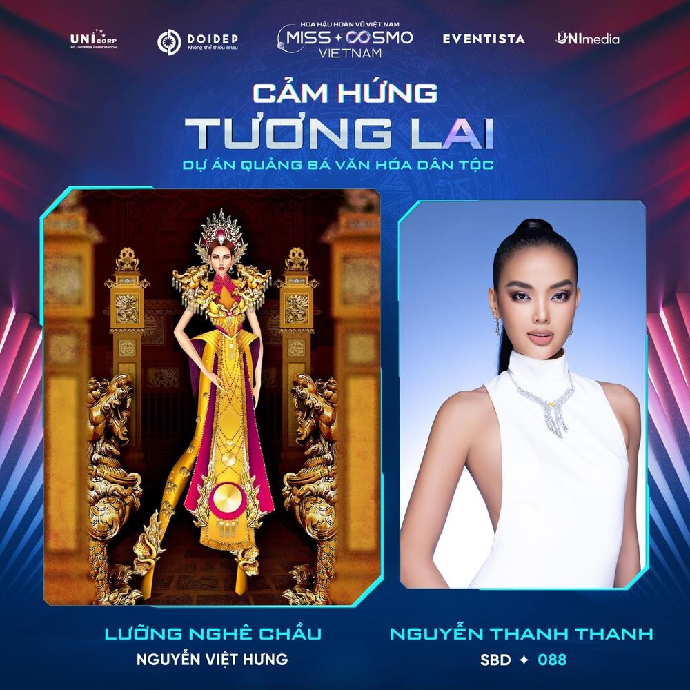 Hình tượng nghê, đám cưới chuột, xôi ngũ sắc sẽ xuất hiện trong đêm bán kết - trình diễn trang phục dân tộc của Miss Cosmo Vietnam 2023 - 1