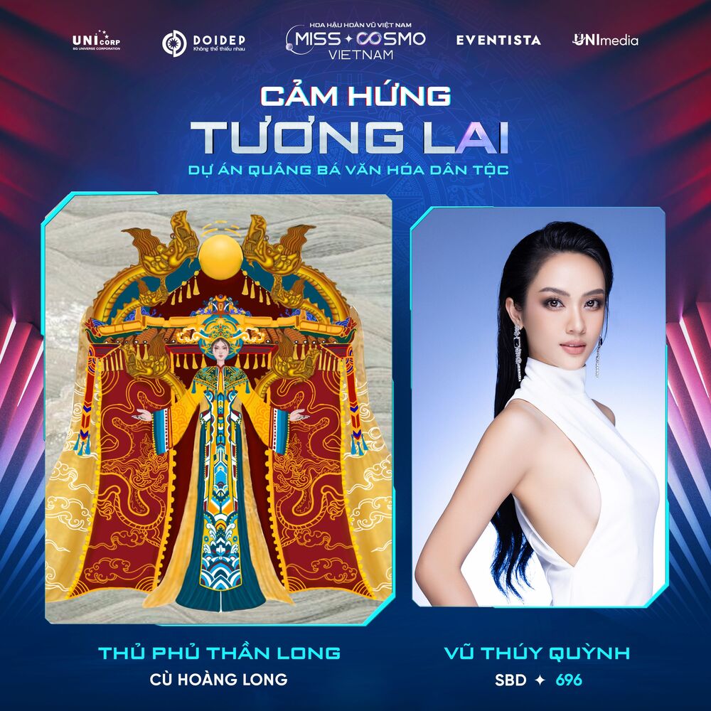 Hình tượng nghê, đám cưới chuột, xôi ngũ sắc sẽ xuất hiện trong đêm bán kết - trình diễn trang phục dân tộc của Miss Cosmo Vietnam 2023 - 6