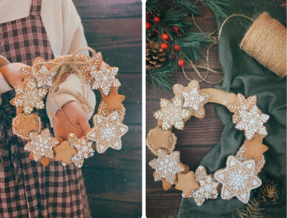 Bí quyết - Cách làm vòng hoa Giáng sinh xinh xắn từ bánh quy gừng