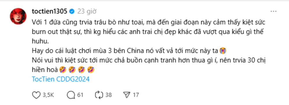 Tóc Tiên cảm thấy kiệt sức sau 2 vòng thi Chị Đẹp Đạp Gió - 1