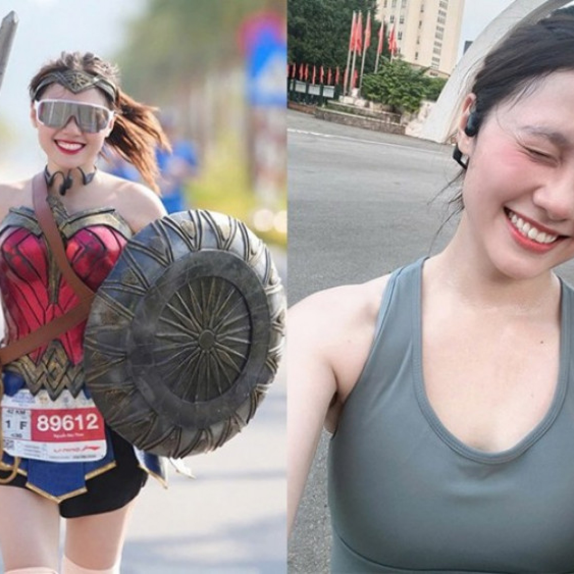  - Hot girl Bảo Thoa diện đồ "Nữ thần chiến binh" chạy 42km, gây sốt giải marathon