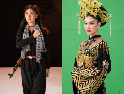 Hoa hậu Phương Linh hoá thân nữ du kích, Thái hậu Dương Vân Nga trong hình hiệu Miss Cosmo 2025