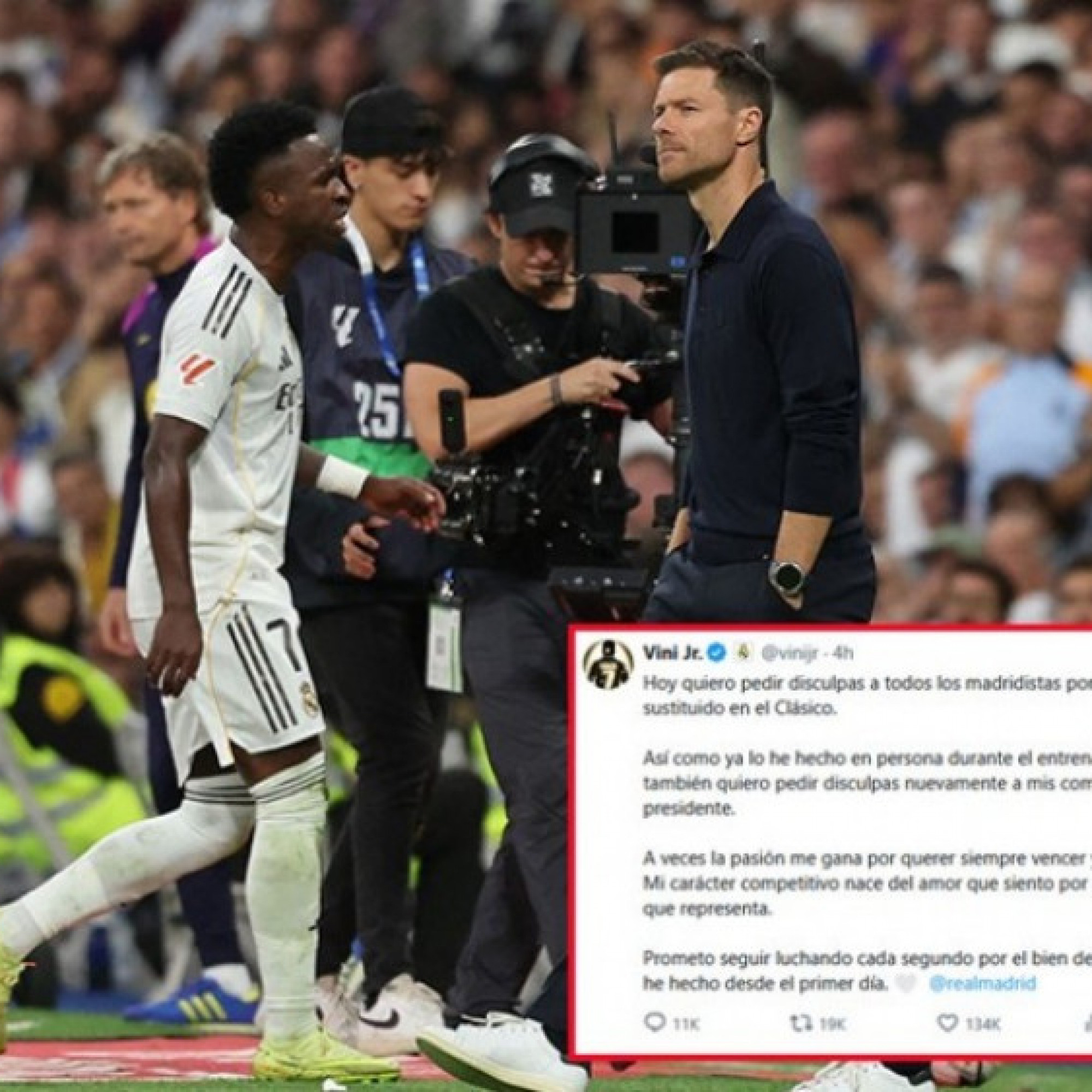 - Vinicius lên tiếng xin lỗi, nhưng không nhắc đến HLV Alonso