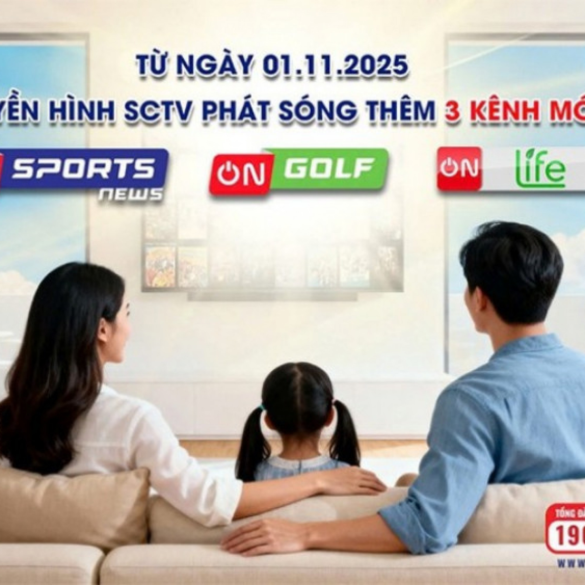  - SCTV chính thức bổ sung 3 kênh mới: On Sports New, On Golf và On Life từ 01/11