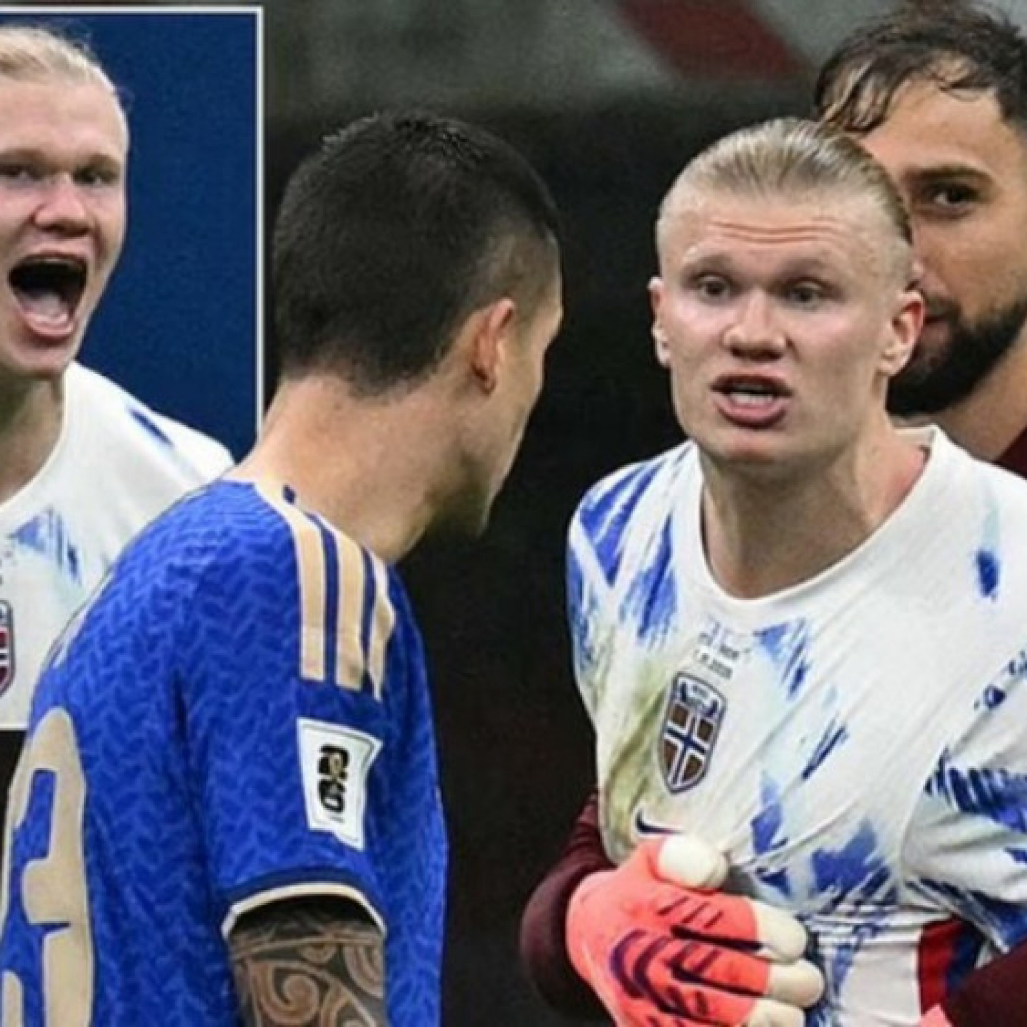  - Haaland nổi nóng vì bị sàm sỡ "vòng 3", suýt choảng sao Italia