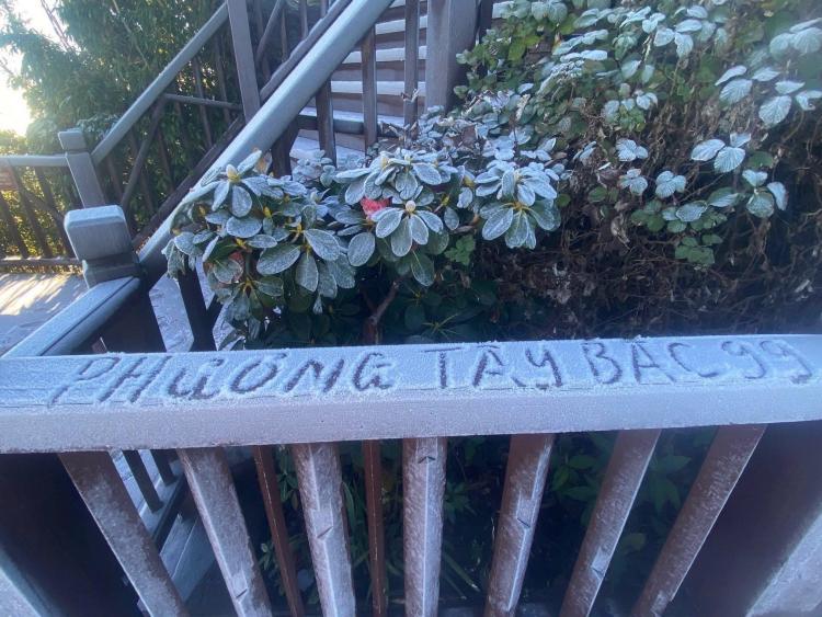 Băng tuyết nhẹ như bông, phủ quanh chóp tháp Fansipan