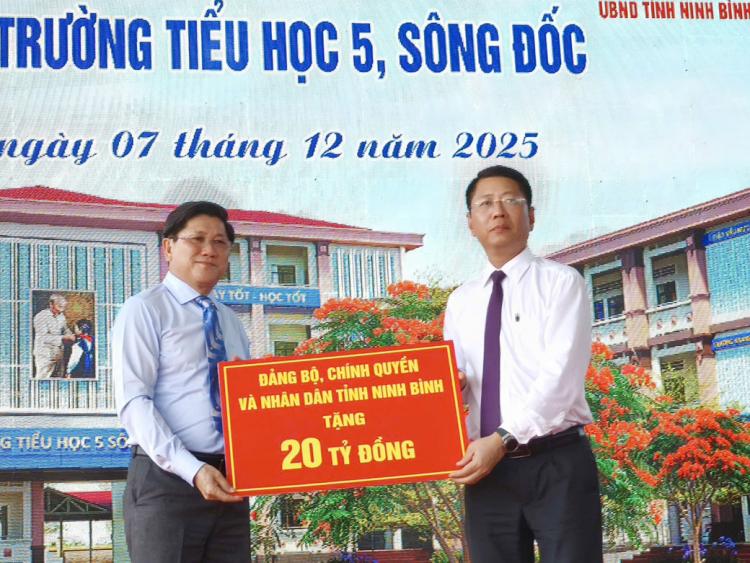 Ninh Bình hỗ trợ Cà Mau 20 tỷ đồng xây trường tiểu học tại xã Sông Đốc