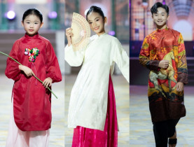  - 36 mẫu nhí tự tin trình diễn áo dài trên du thuyền