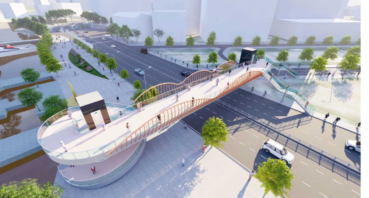 TP.HCM có thêm 2 cầu đi bộ ven sông Sài Gòn, dùng thang máy và chiếu sáng mỹ thuật tuyệt đẹp - 1