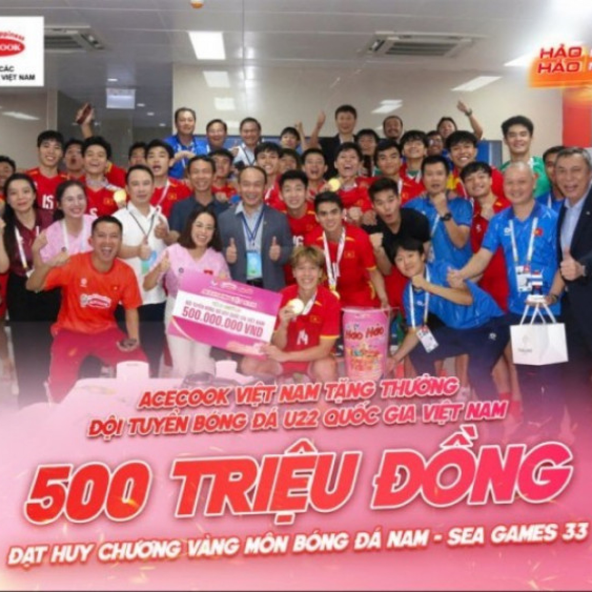  - Acecook Việt Nam thưởng nóng 500 triệu đồng, tiếp sức U22 Việt Nam